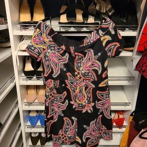 Black Paisley Off-Shoulder Romper